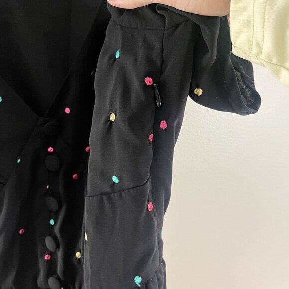 Eshakti Size 20W Black Puff Sleeve Rockabilly Polka Dot A-line Dress - Picture 4 of 7